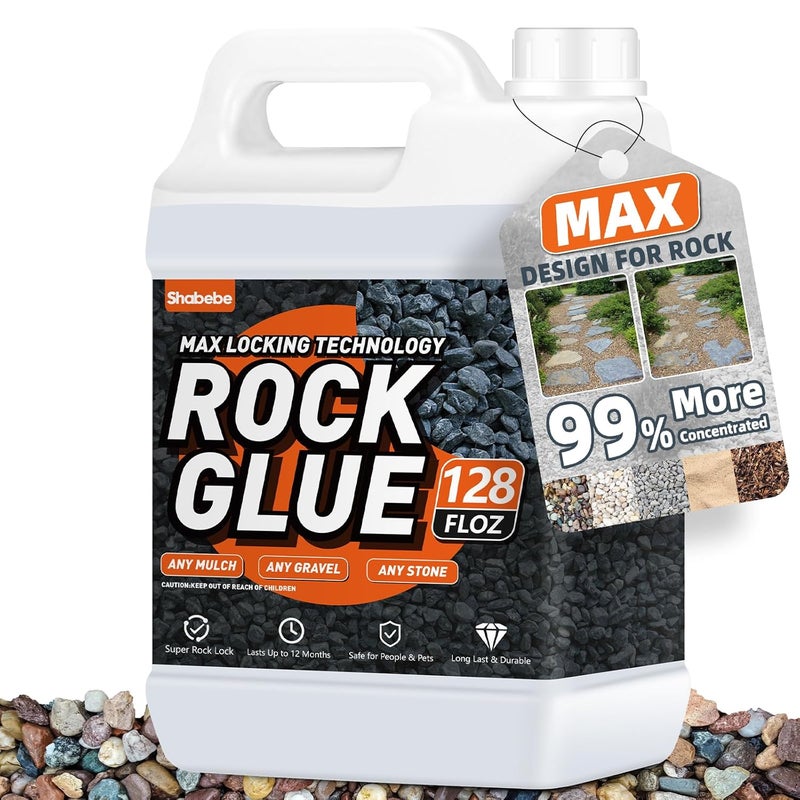 Shabebe Rock Glue, 1Gallon Mulch Glue for Landscaping, Fast-Dry Strong Pea Gravel Stabilizer Landscape, Non-Toxic Long-Lasting Dries-Clear Strong Pea Gravel Binder for Pebble, Pine Straw for Outdoor Gardens - Image 1